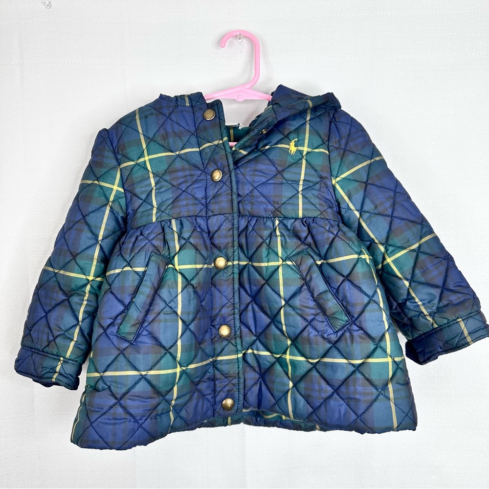 Ralph Lauren plaid puffer weather proof peacoat winter fall transitional w